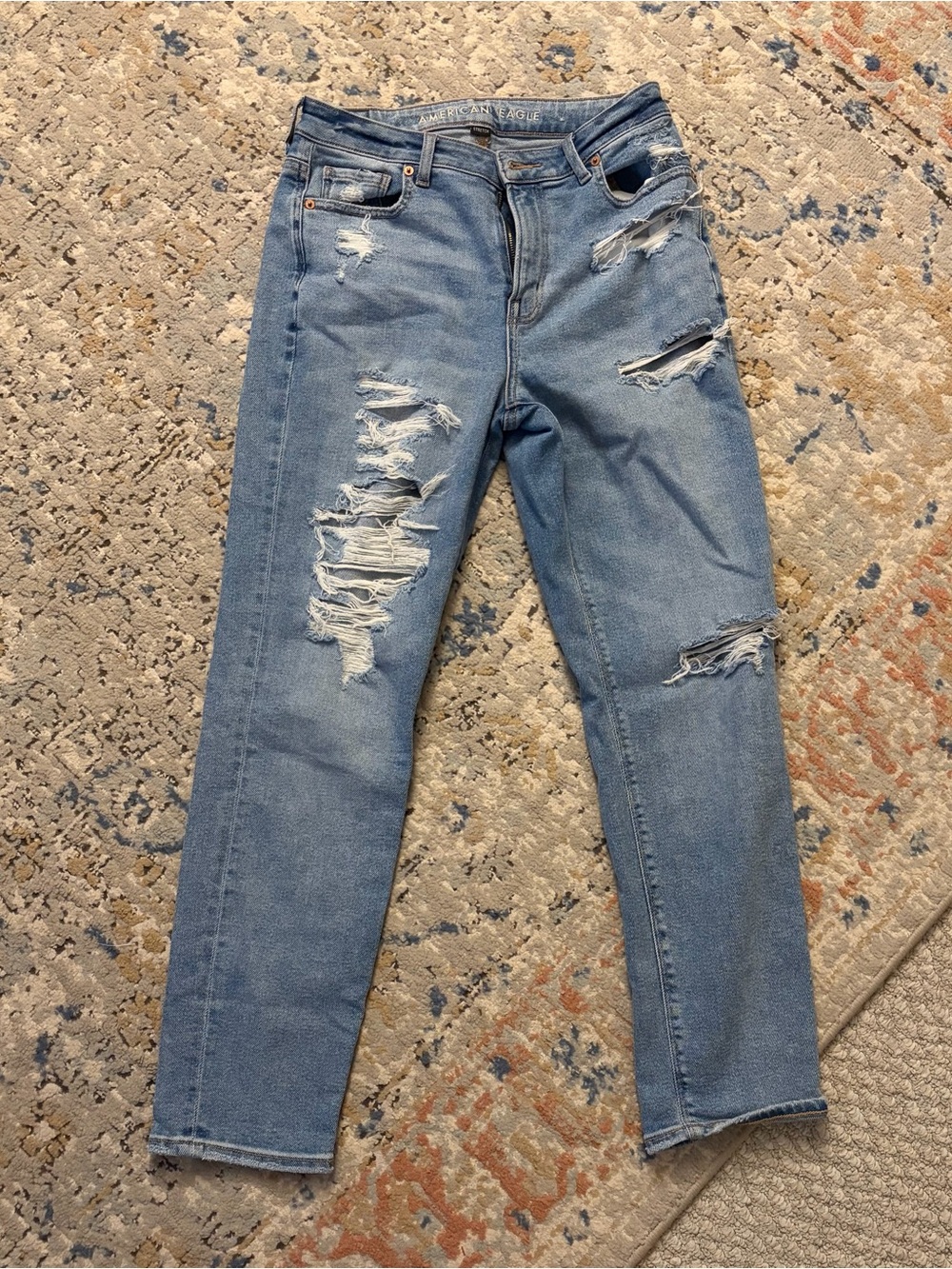 American Eagle Outfitters Light Blue Ripped Skinny Jeans for Women